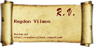 Regdon Vilmos névjegykártya