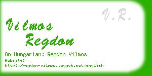 vilmos regdon business card